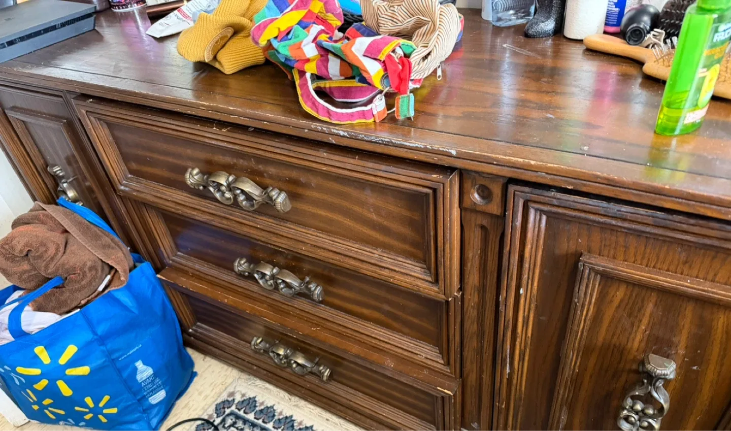 Vintage Wooden Dresser with Mirror