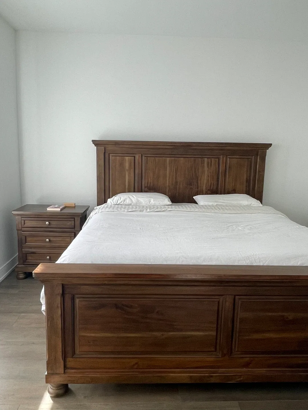 Wooden King Size Bed Frame, Nightstand and dresser
