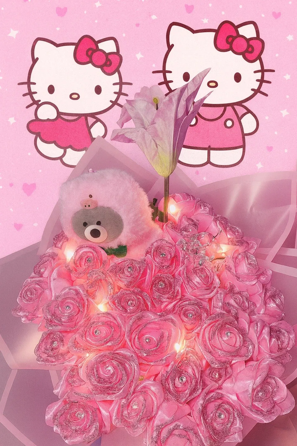 Pink Rose Teddy Bouquet – Handmade Gift, Burlington Only