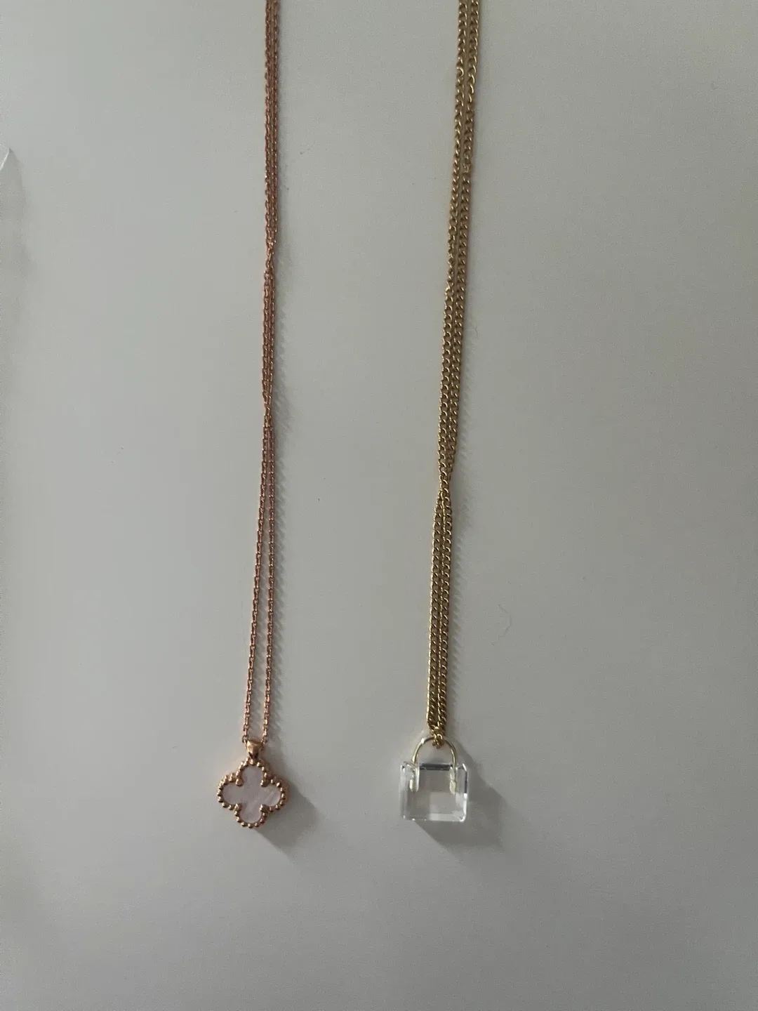 Two Necklaces: Flower & Square Pendant