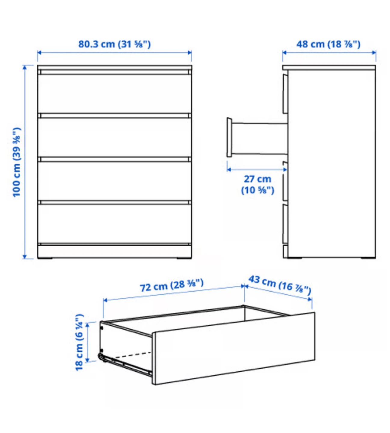IKEA Malm 4 drawer chest - Brown/Black - photo 2
