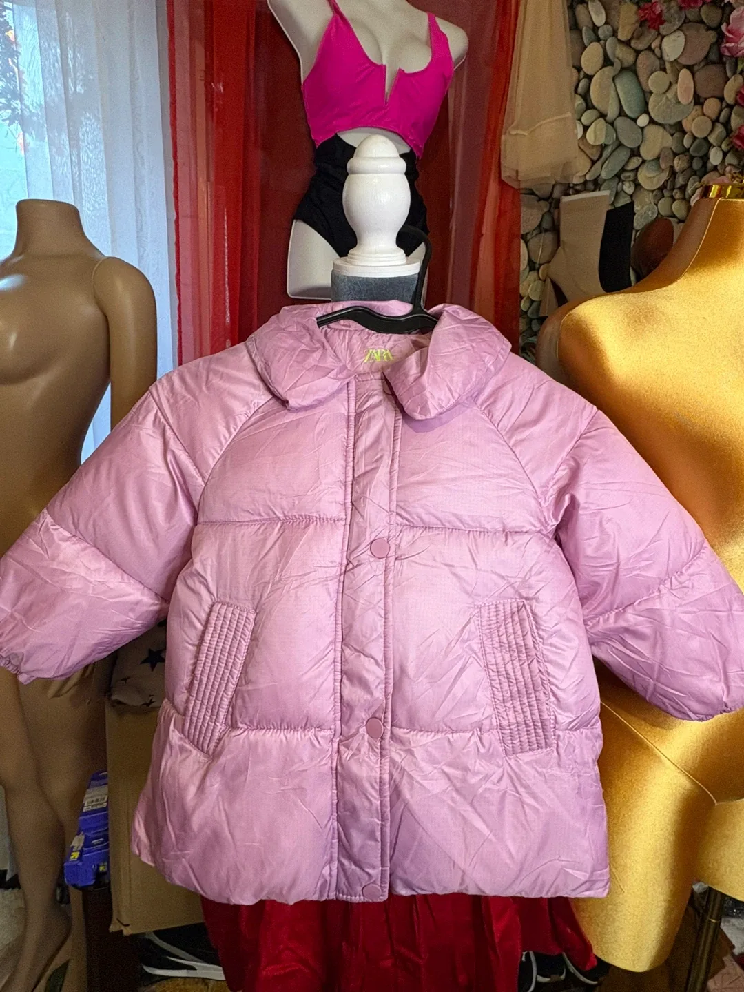 Zara Kids Padded Puffer Jacket, Pink