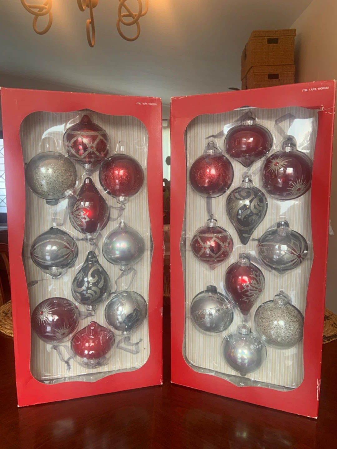 NEW Christmas Ornaments - Red & Silver, Set of 10