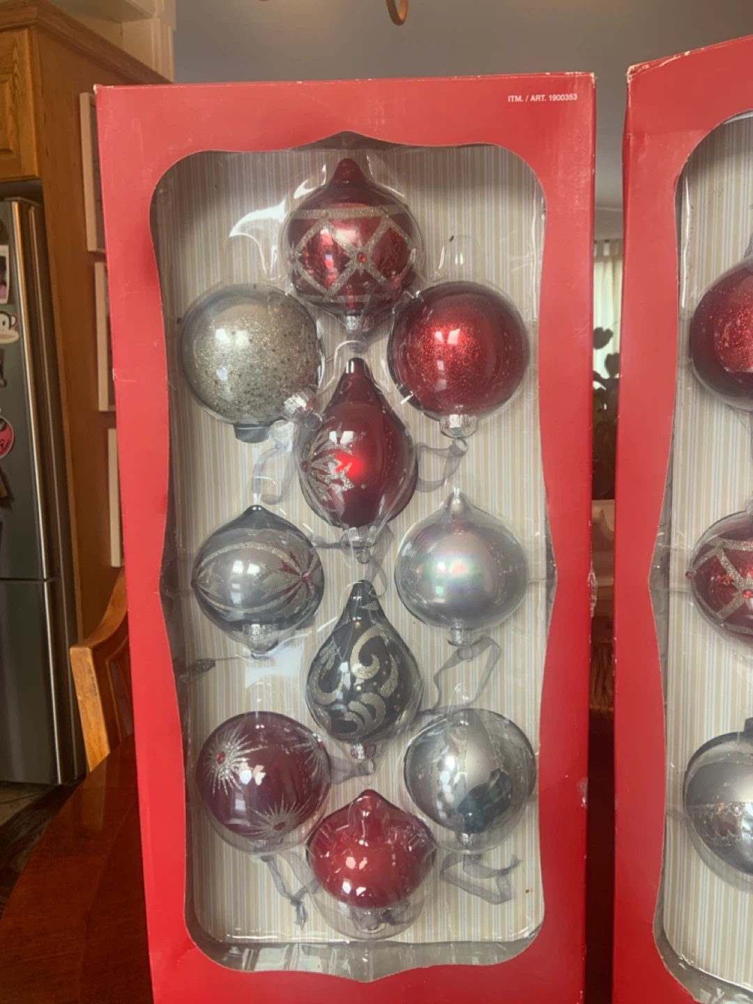 NEW Christmas Ornaments - Red & Silver, Set of 10 - photo 2