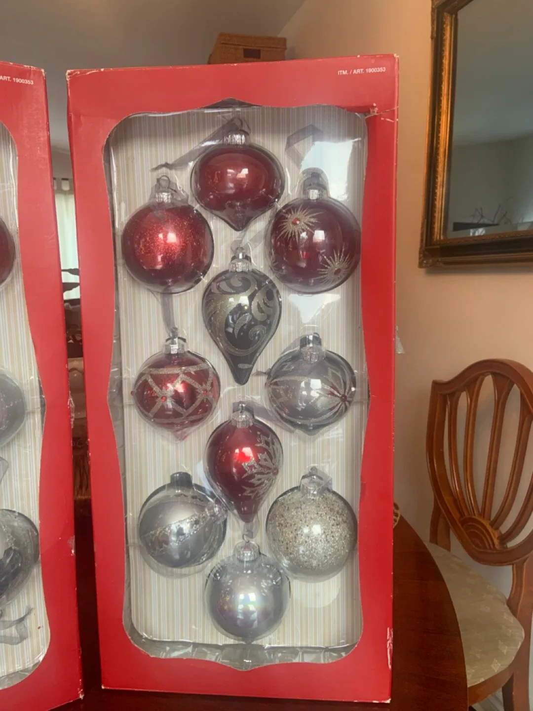 NEW Christmas Ornaments - Red & Silver, Set of 10 image indicator(3)