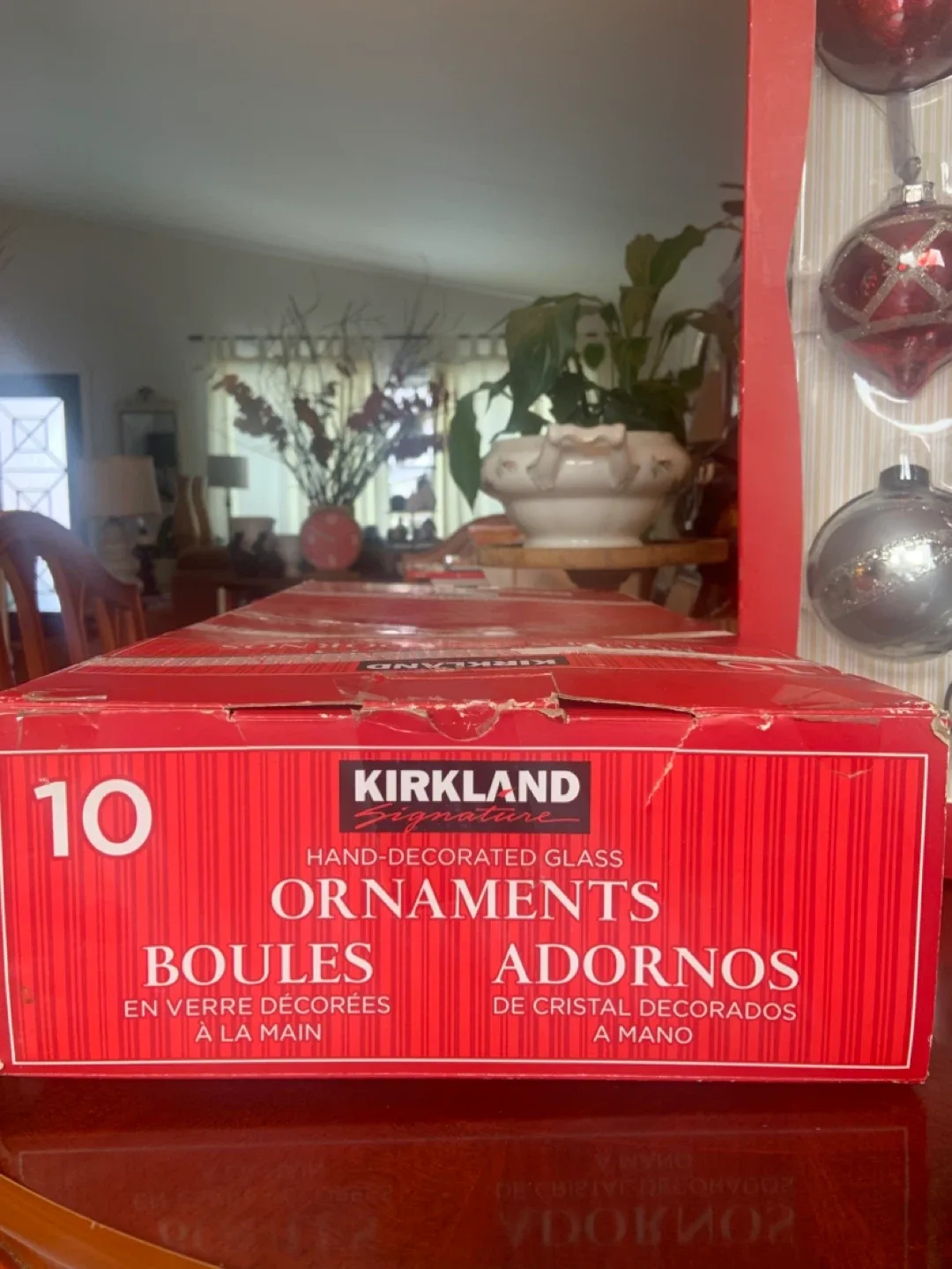 NEW Christmas Ornaments - Red & Silver, Set of 10 image indicator(8)