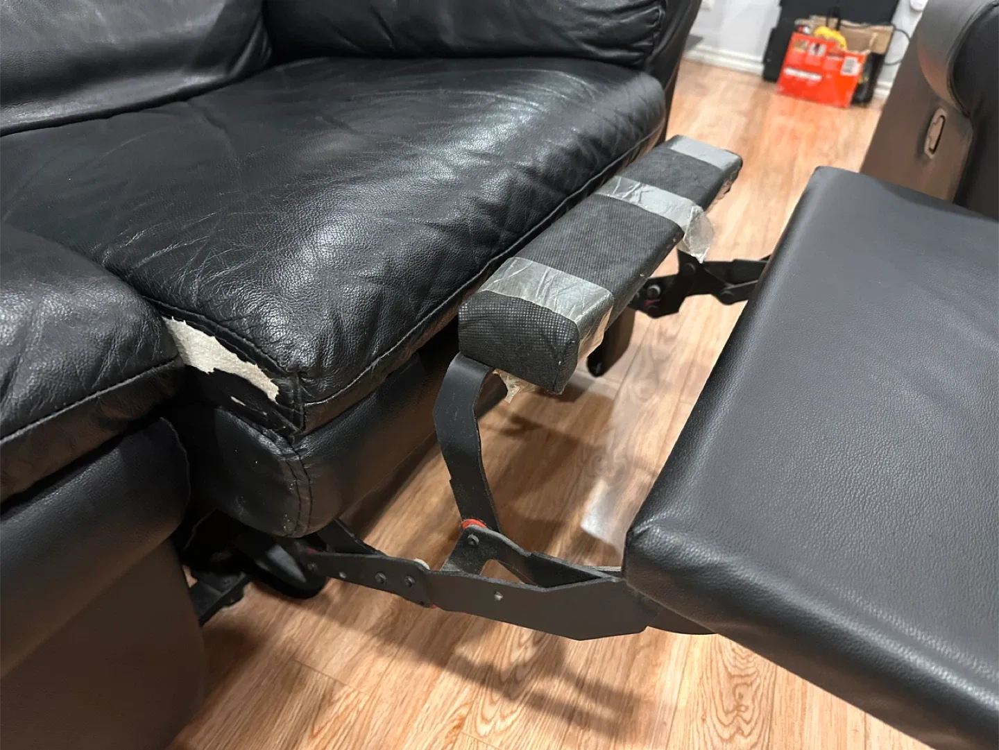 Black Leather Reclining Loveseat image indicator(3)