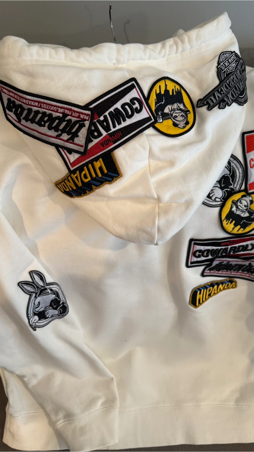 Hipanda White Hoodie with Patches - photo 5