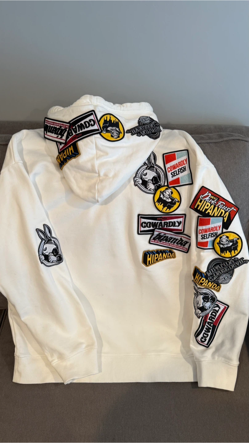 Hipanda White Hoodie with Patches - photo 3