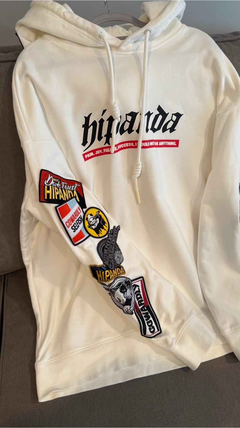 Hipanda White Hoodie with Patches - photo 4