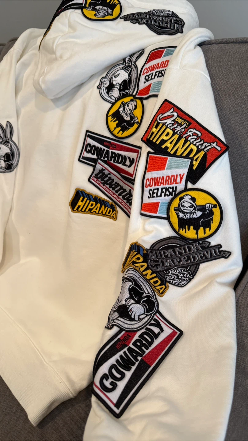 Hipanda White Hoodie with Patches - photo 2