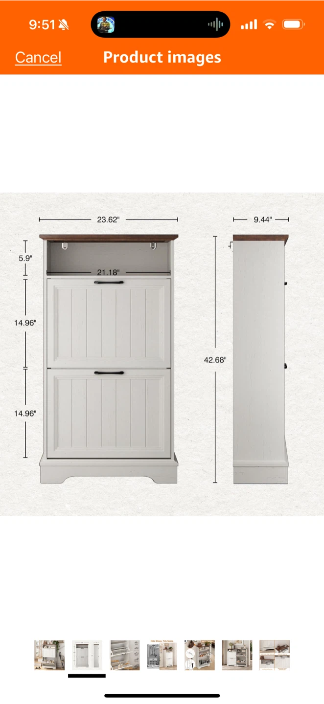 White Wooden Shoe Storage Cabinet - photo 4