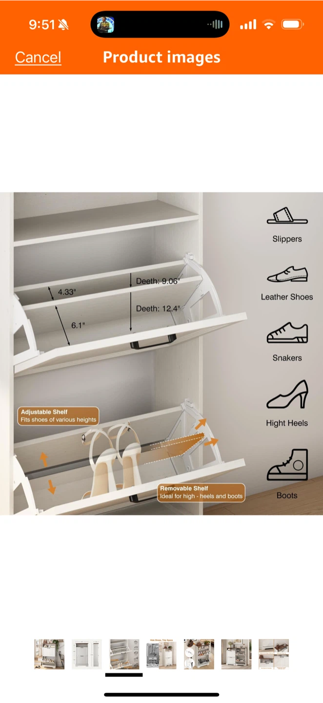 White Wooden Shoe Storage Cabinet - photo 3
