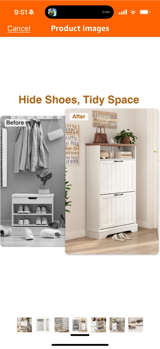 White Wooden Shoe Storage Cabinet - photo 2
