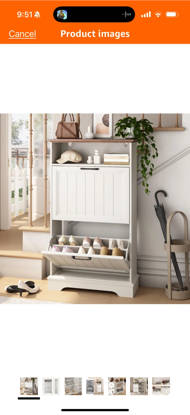 White Wooden Shoe Storage Cabinet