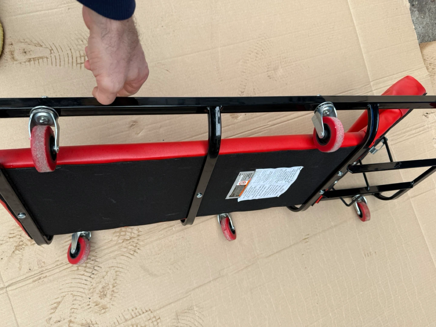 Red Rolling Shop Stool & Creeper Seat