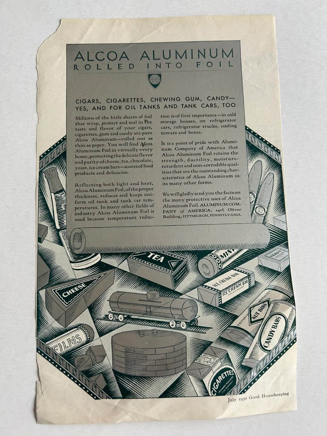 Art deco advertisement Alcoa Aluminum foil 1930 magazine ad