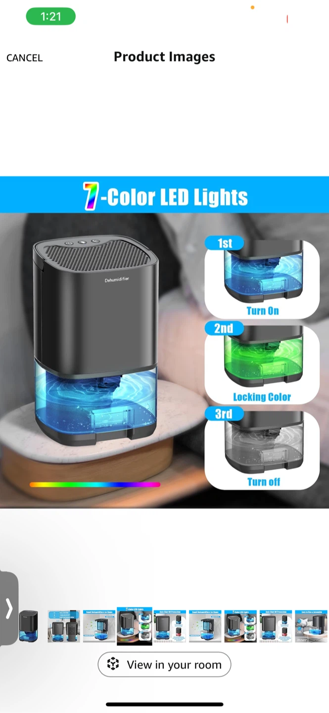 Gocheer Black Dehumidifier w/ LED Lights - photo 3