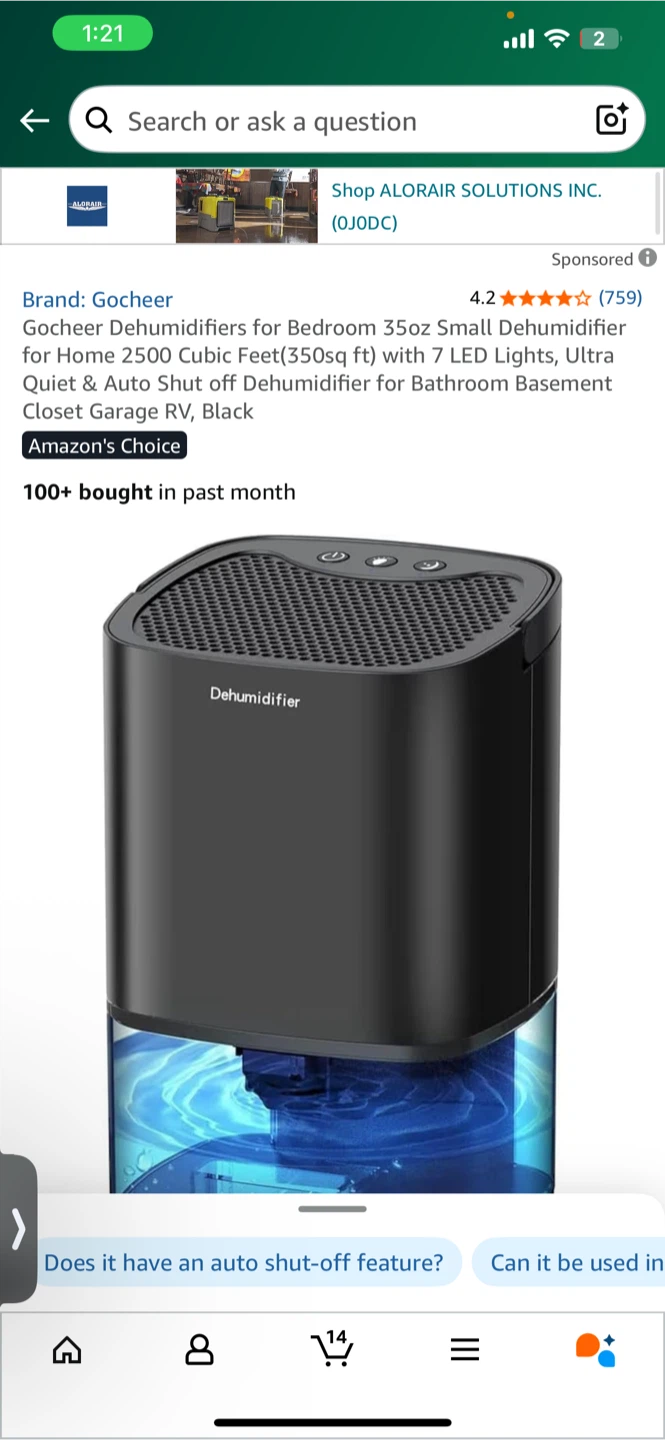 Gocheer Black Dehumidifier w/ LED Lights - photo 2