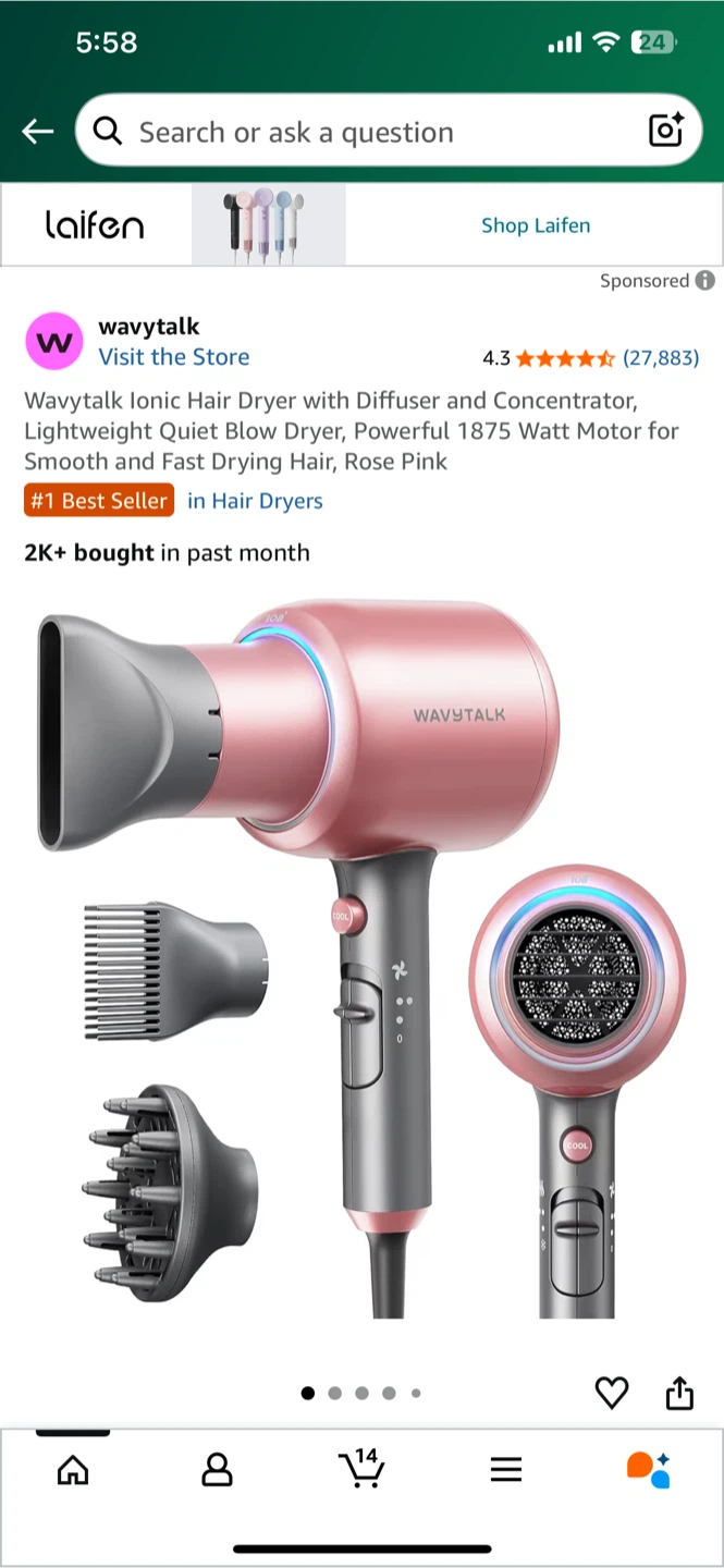 Wavytalk Ionic Hair Dryer - Rose Pink - photo 5