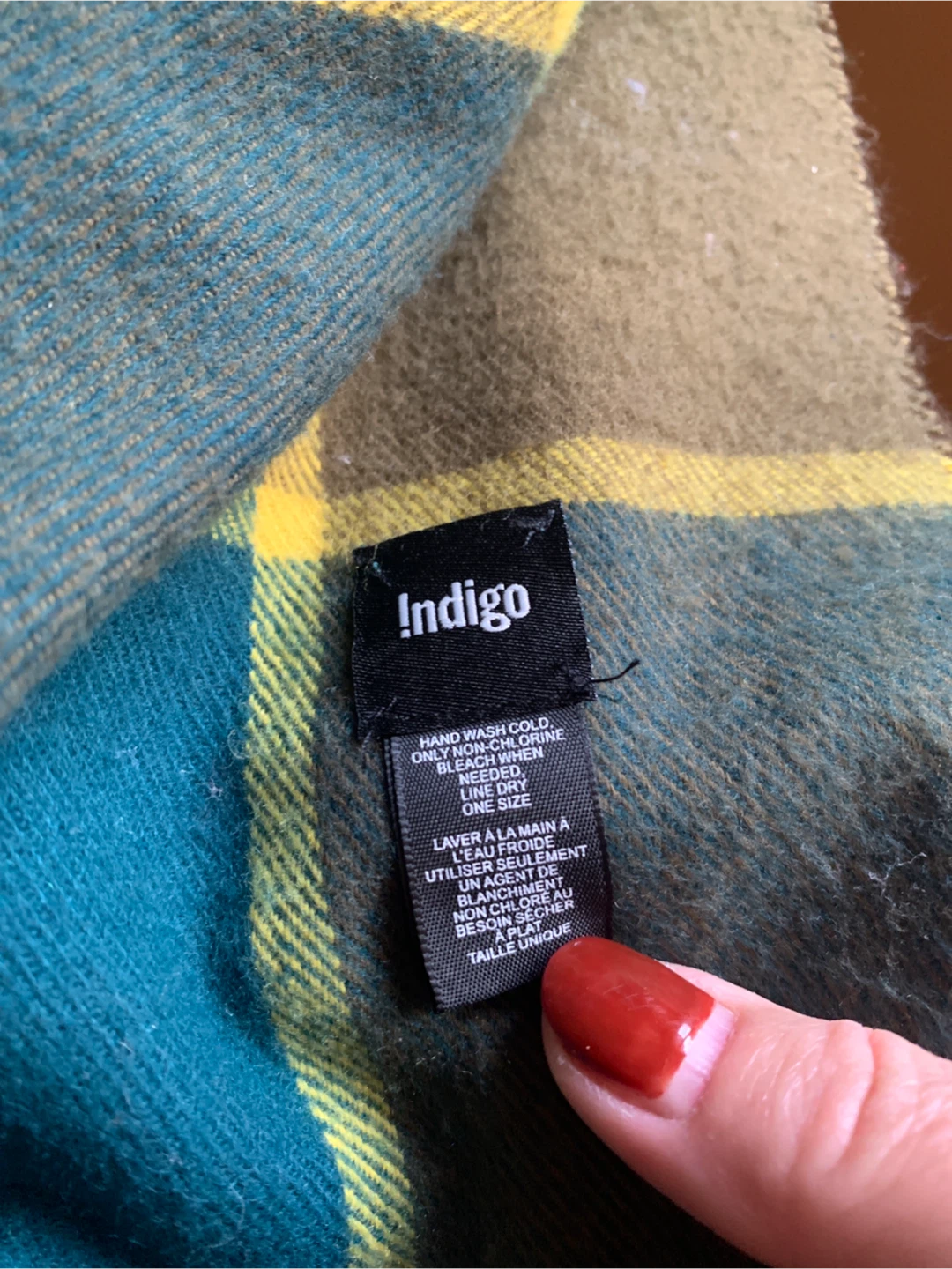 Indigo Green Plaid Scarf    #Cleanout - photo 3