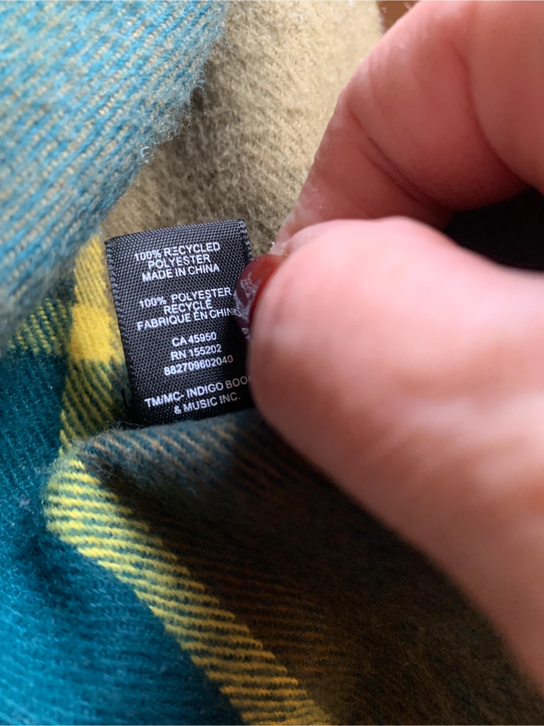 Indigo Green Plaid Scarf    #Cleanout - photo 4
