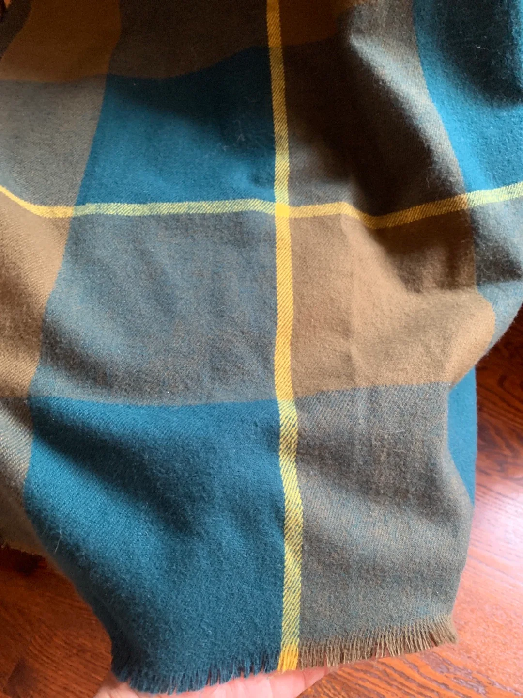 Indigo Green Plaid Scarf    #Cleanout image indicator(2)