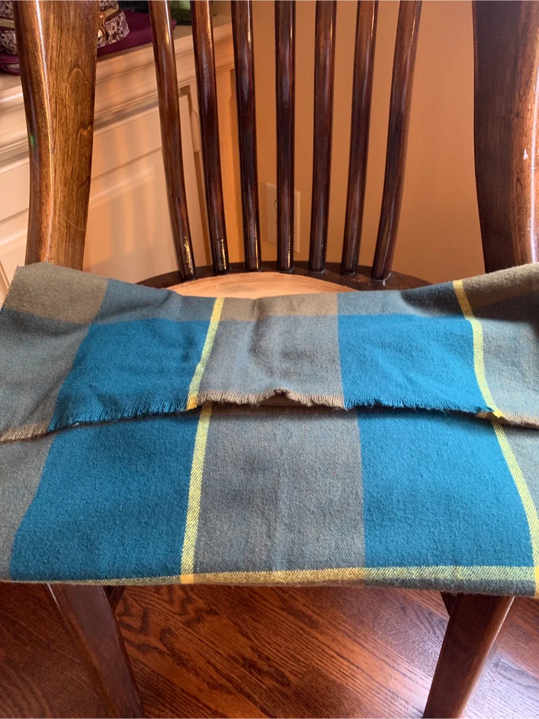 Indigo Green Plaid Scarf    #Cleanout image indicator(5)