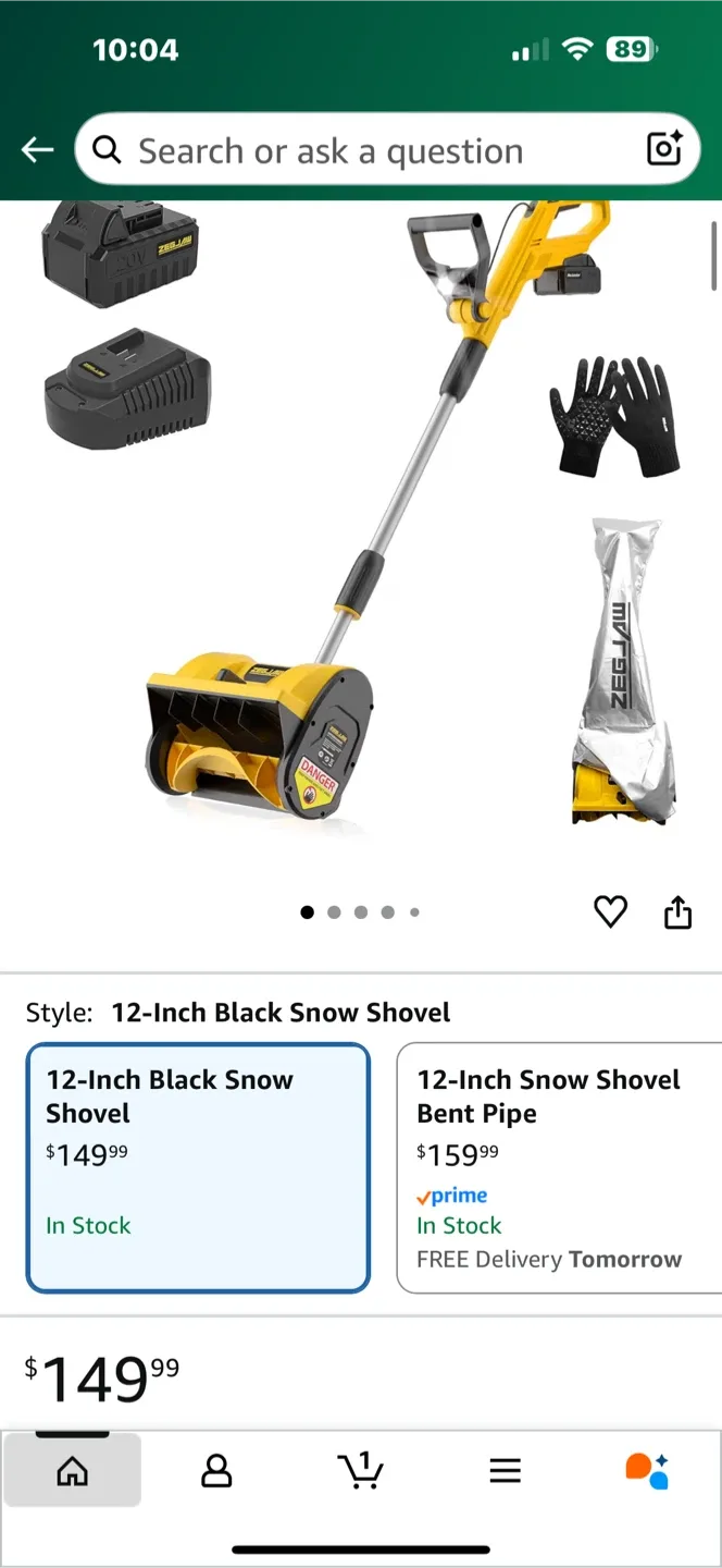 ZegJaz 20V 11-inch Cordless Snow Shovel - Like New! image indicator(10)