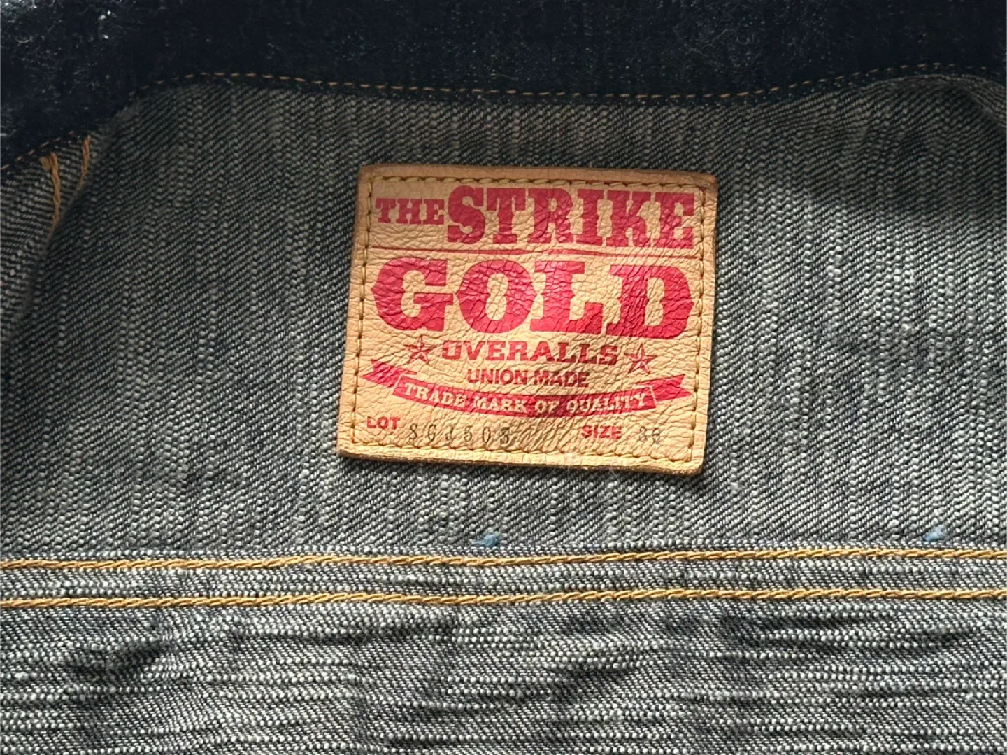 New!!! The Strike Gold 15oz Denim Jacket Size 36 image indicator(7)