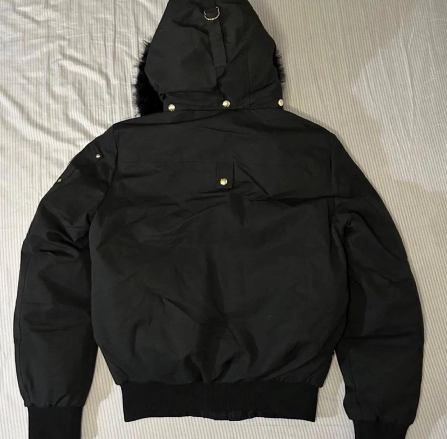 Moose Knuckles Black/Gold Down-Filled Fur Bomber Jacket - NWT image indicator(5)