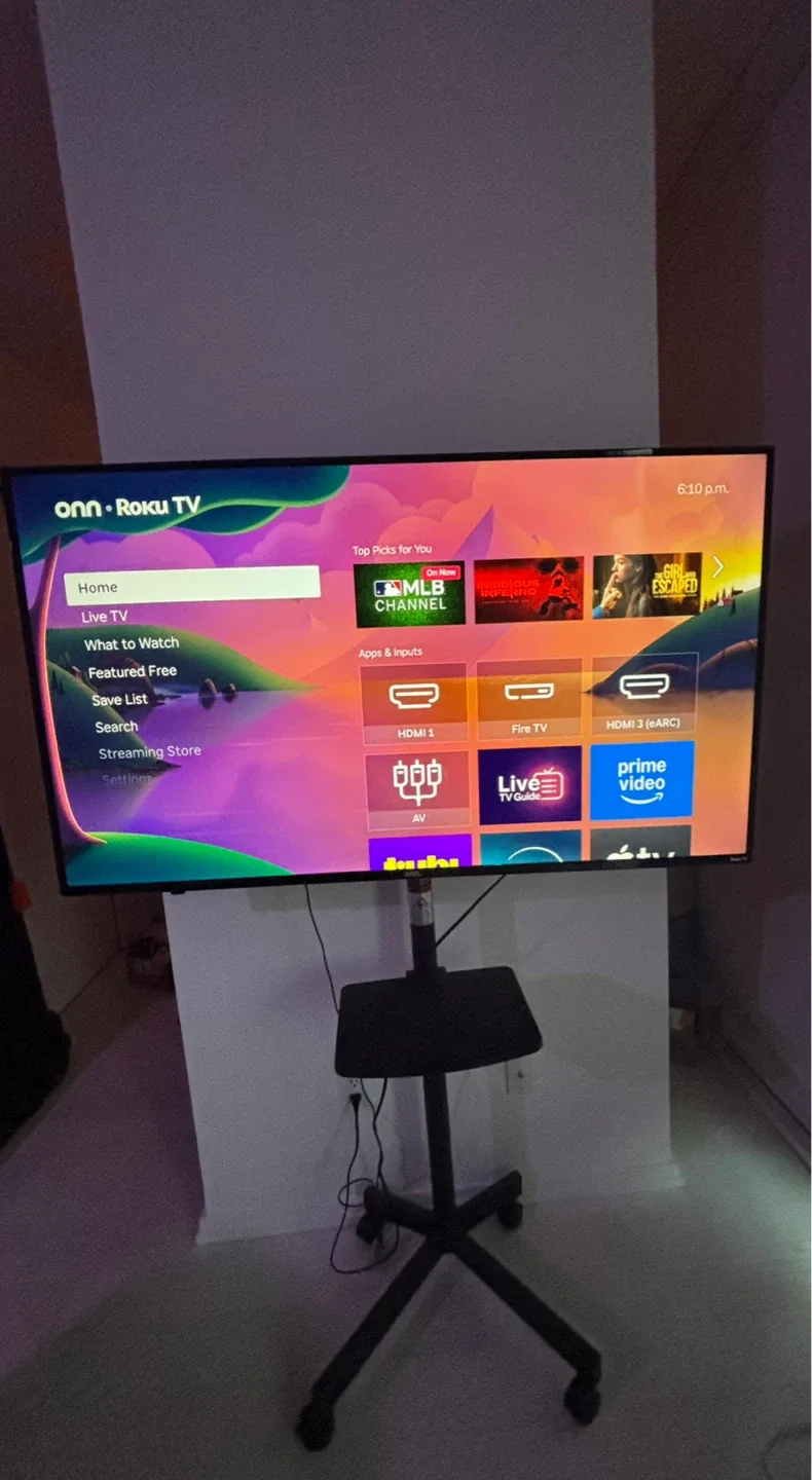 ONN 55” TV with Adjustable TV Cart – Great Setup. Pick up only