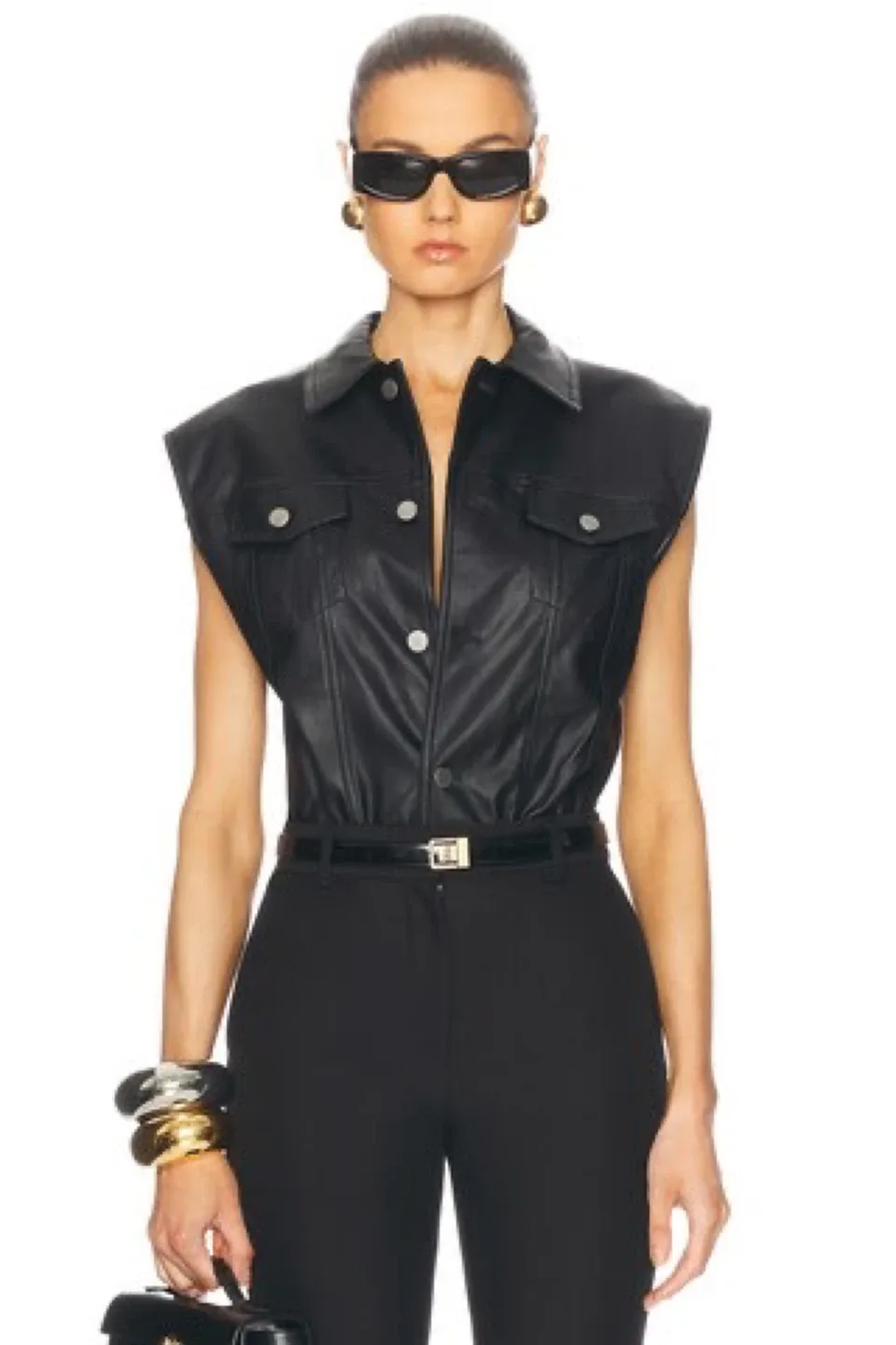 Black Faux Leather Bodysuit - Size XL image indicator(2)