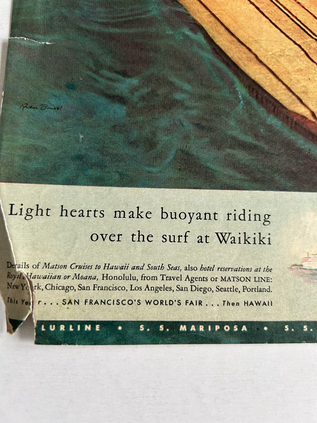 1939  surf surfboard woman surfing Hawaii vintage Ad art - photo 4