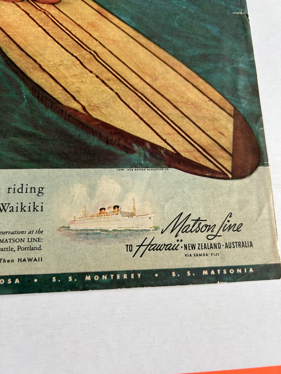 1939  surf surfboard woman surfing Hawaii vintage Ad art - photo 3