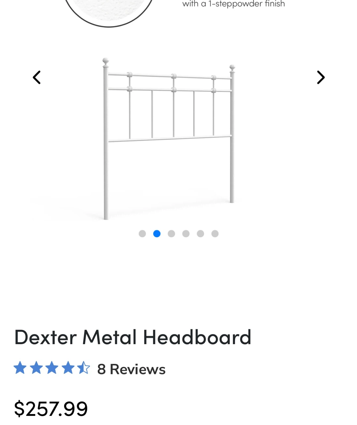 Dexter Metal Headboard - Matte White - photo 2