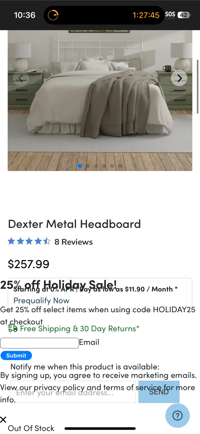Dexter Metal Headboard - Matte White - photo 3