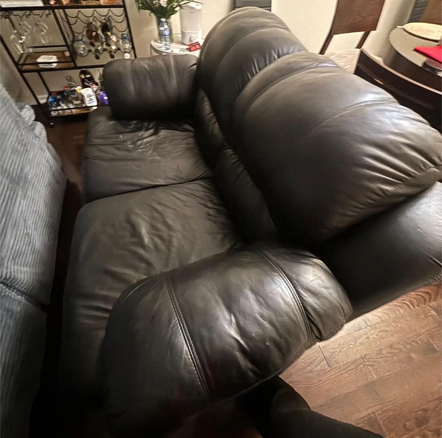Black Leather Reclining Sofa