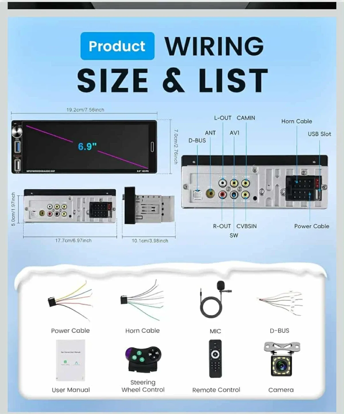 Car Stereo with Reversing Camera, 6.9" Display image indicator(4)
