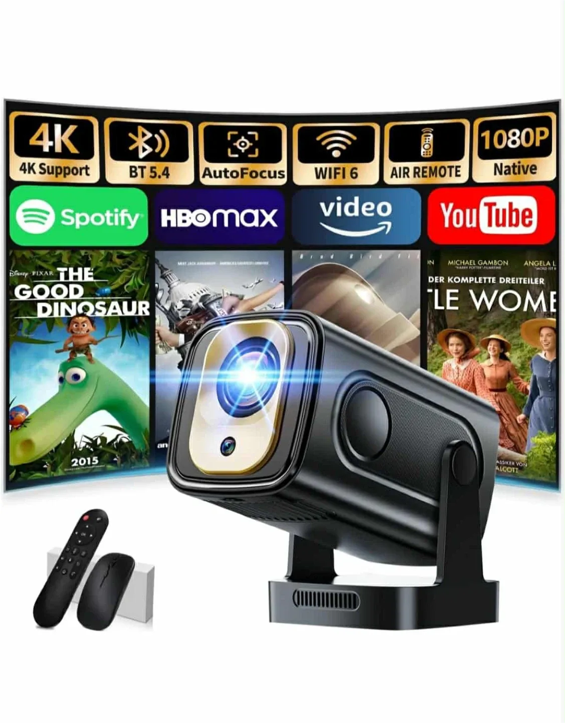 Portable 4K Projector - BT 5.4, WiFi 6