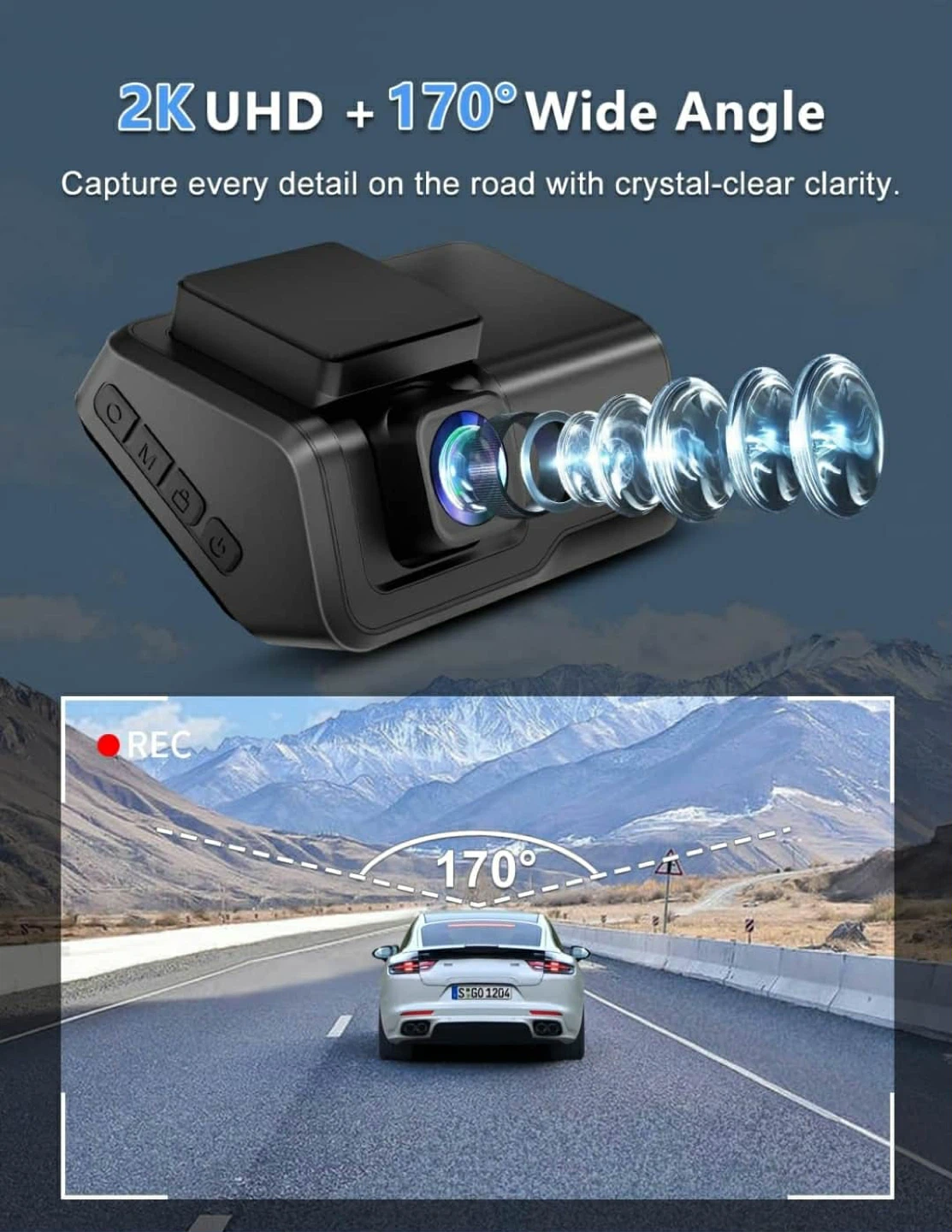 2K WiFi Ultra HD Dash Cam