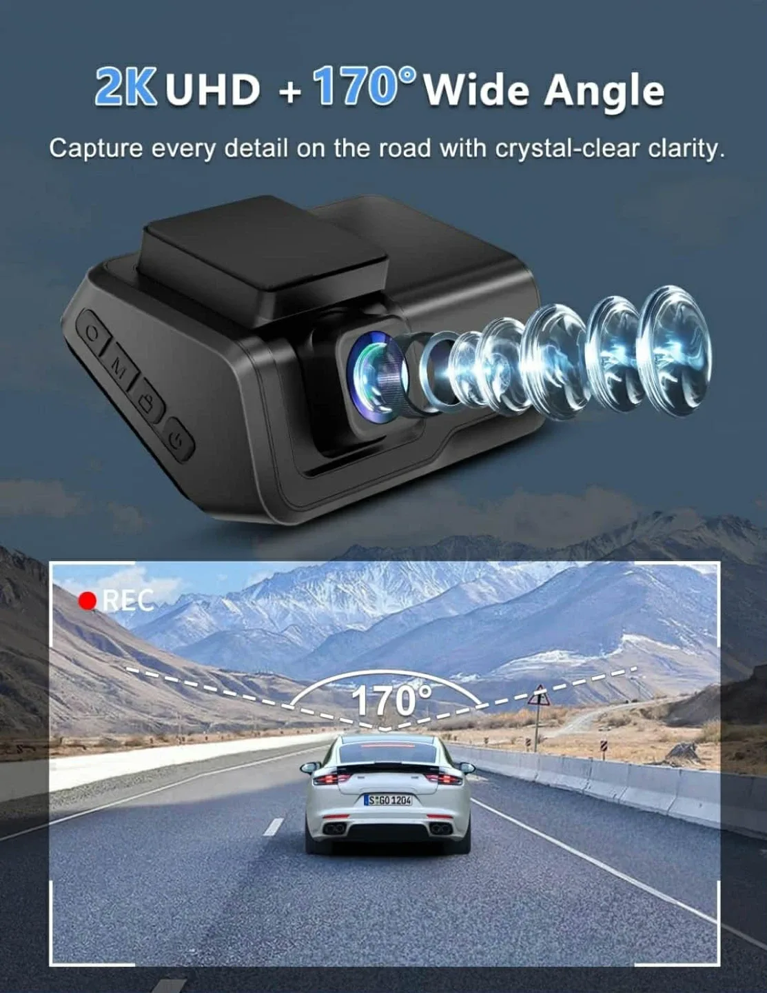 2K WiFi Ultra HD Dash Cam