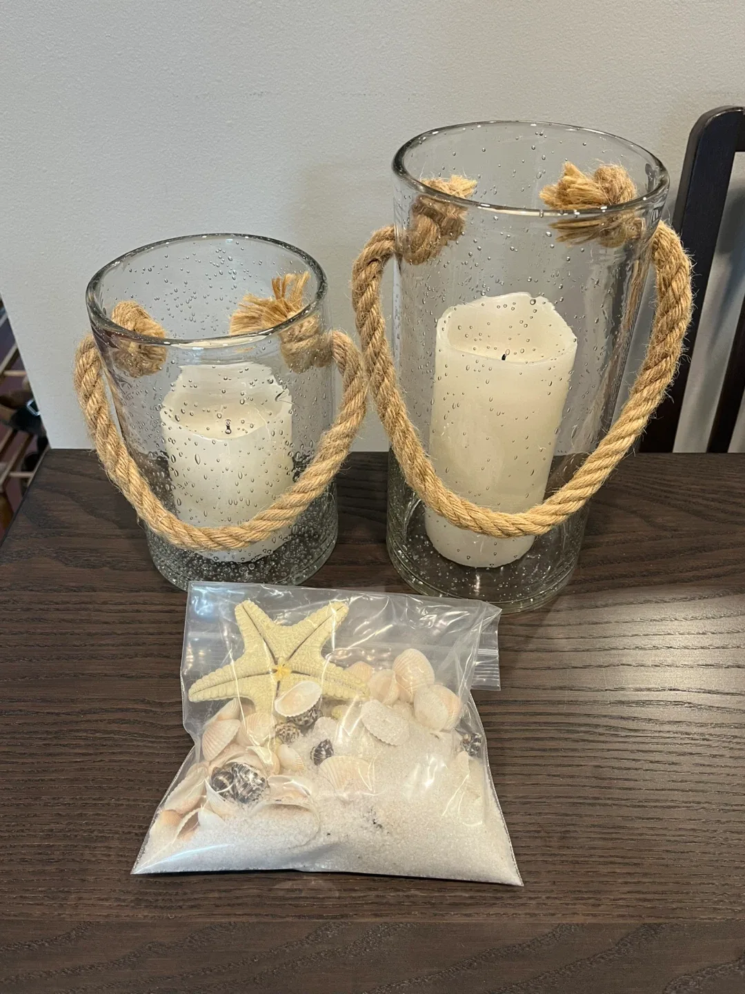 Glass candle holders with battery operated candles