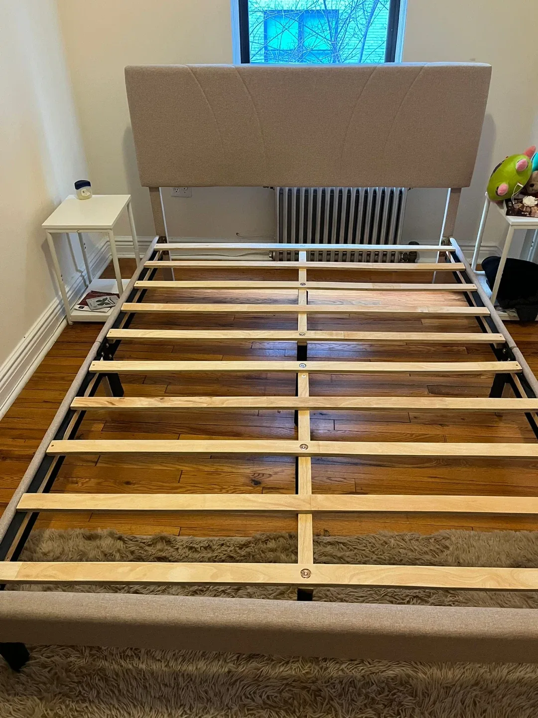 Beige Upholstered Headboard & Bed Frame image indicator(3)