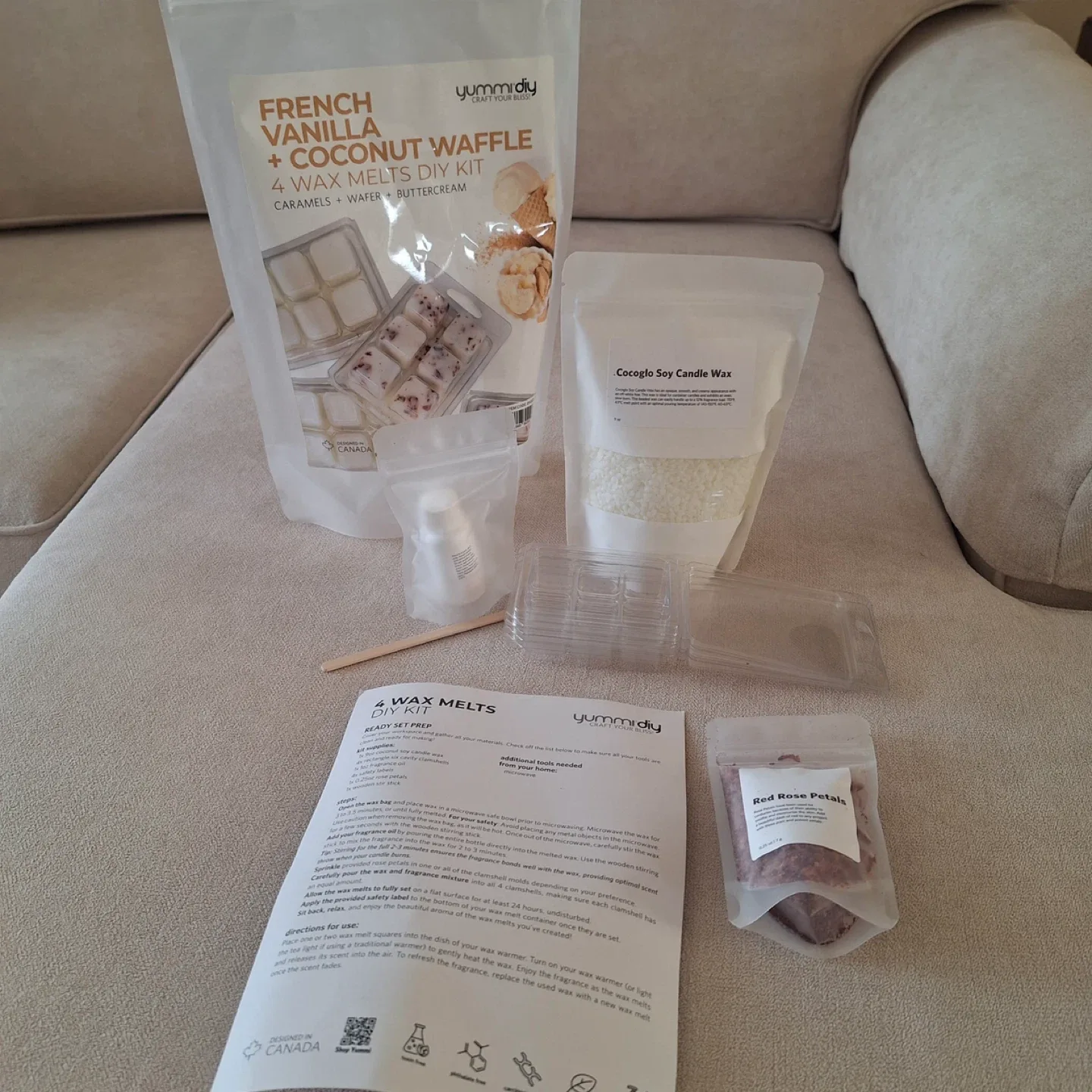 Yummidiy French Vanilla Waffle 4 Wax Melts DIY Kit