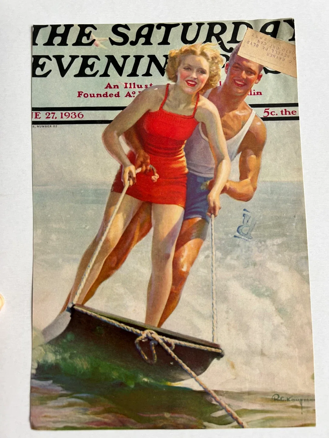 water skiing sports summer Art deco magazine ad cottage image indicator(2)