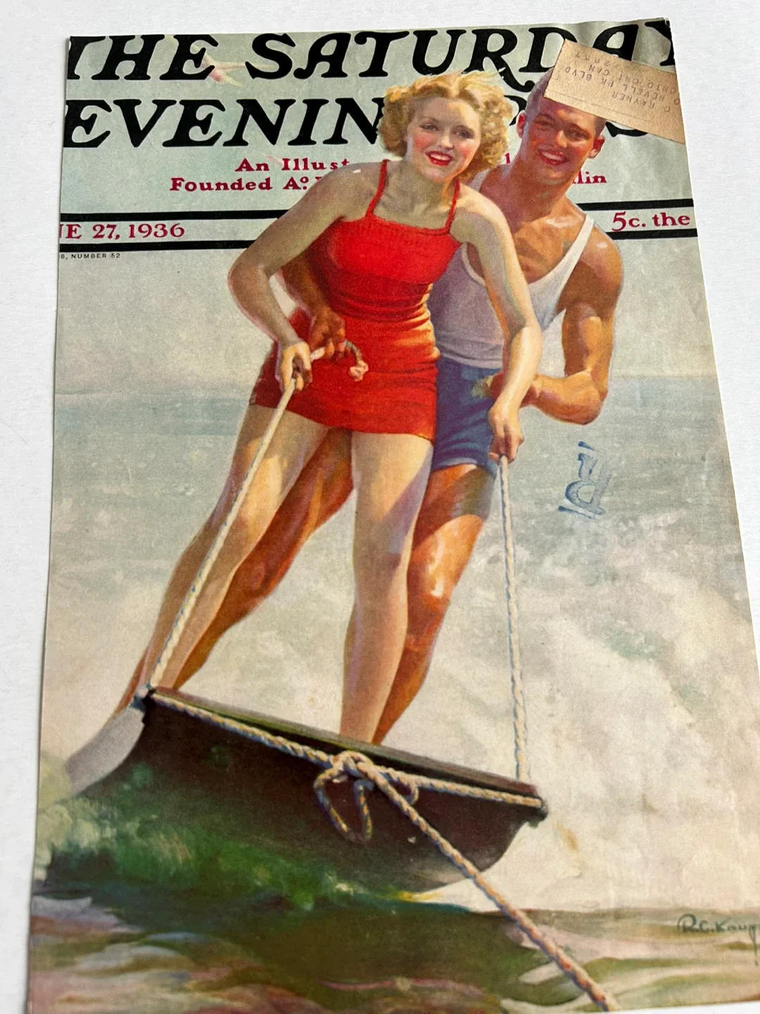 water skiing sports summer Art deco magazine ad cottage image indicator(6)
