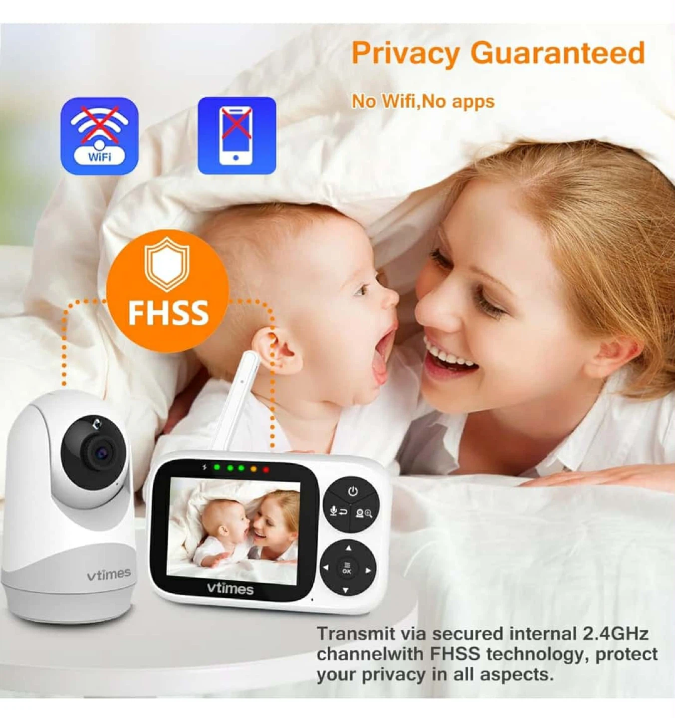 vtimes Baby Monitor with 2.4GHz FHSS - photo 2