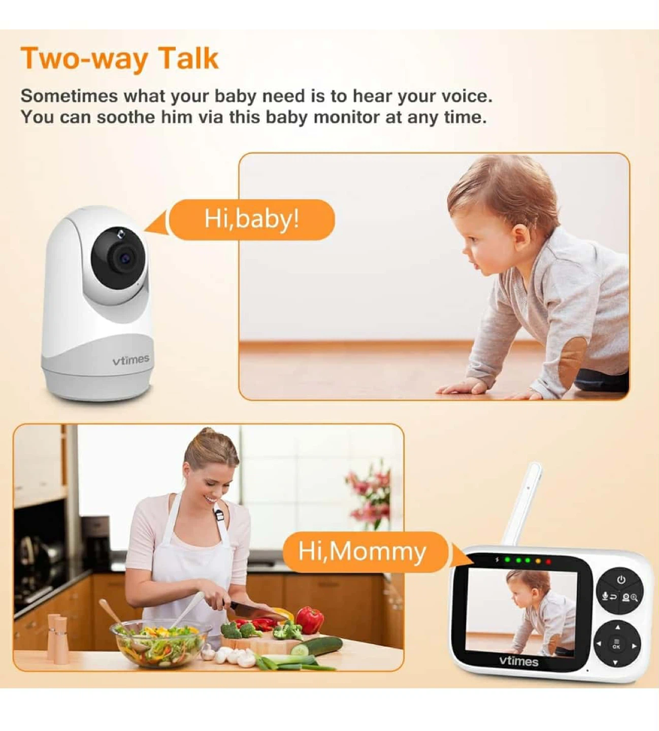 vtimes Baby Monitor with 2.4GHz FHSS - photo 3