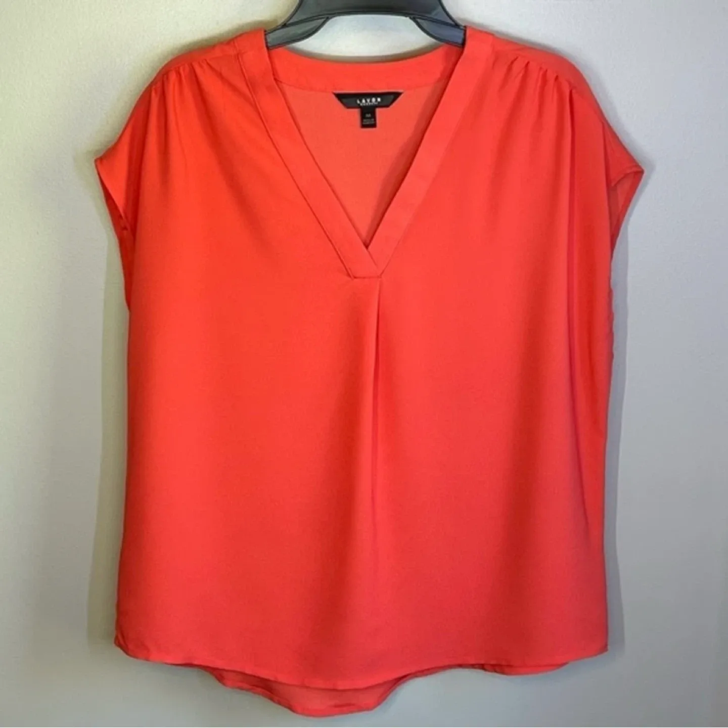 Banana Republic Coral Elegant V Neck Sleeveless Blouse Size XL